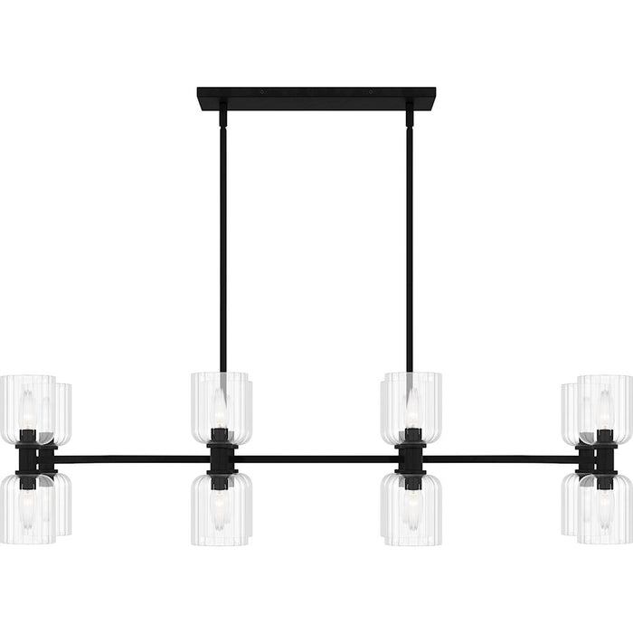Quoizel Ramada 16 Light Island Light, Matte Black/Clear Ribbed Glass