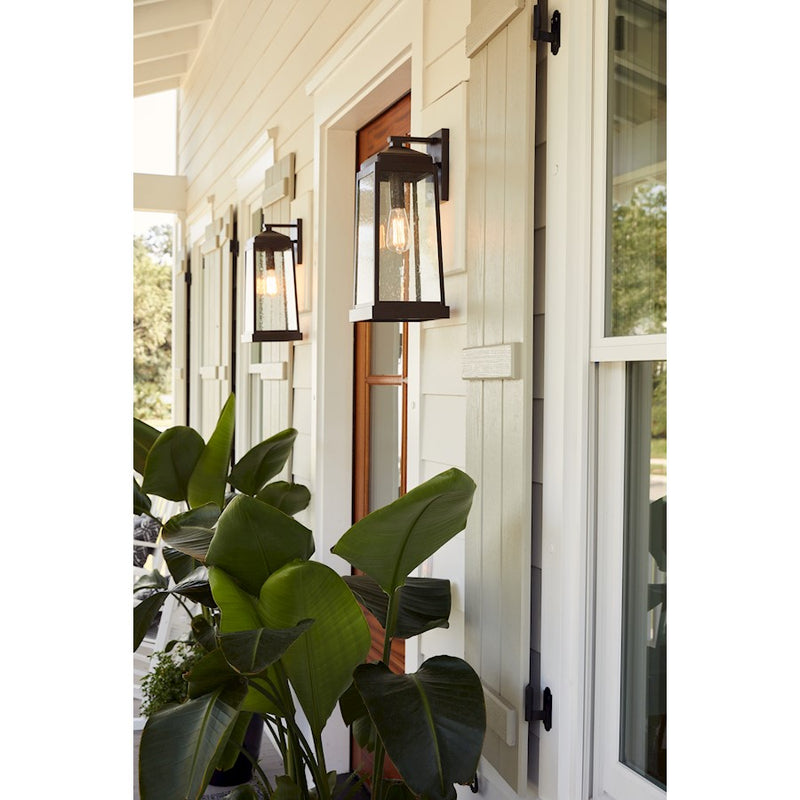 Quoizel Ravenel Outdoor Lantern, Bronze/Seedy Glass