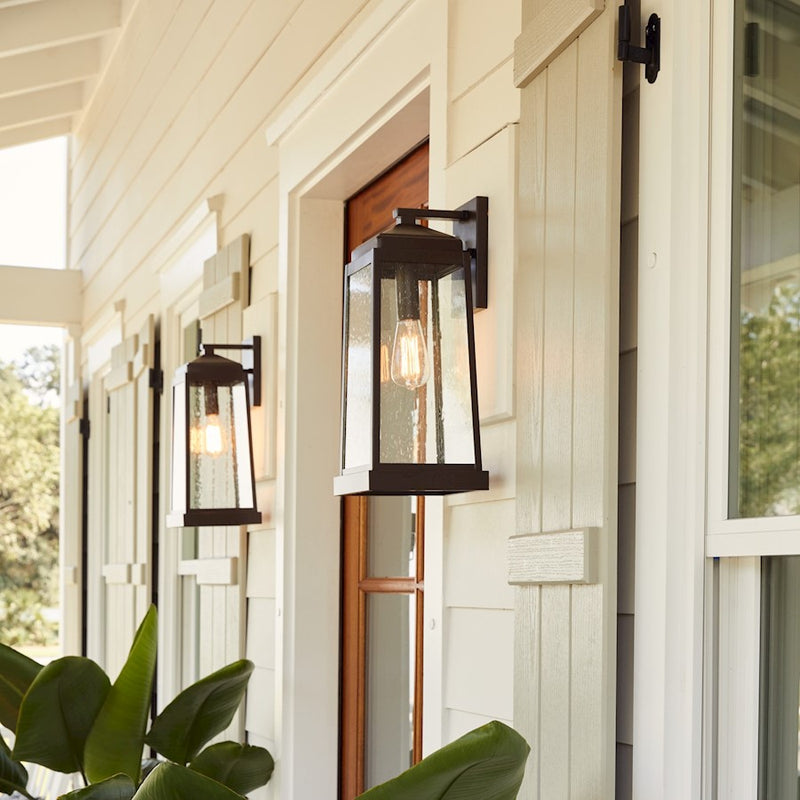 Quoizel Ravenel Outdoor Lantern, Bronze/Seedy Glass