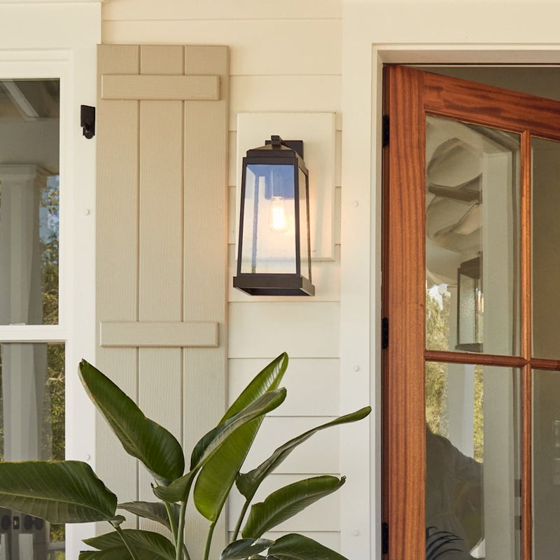 Quoizel Ravenel Outdoor Lantern, Bronze/Seedy Glass