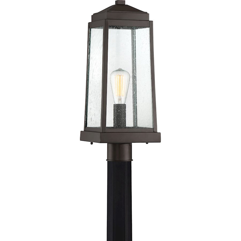 Quoizel Ravenel Outdoor Lantern, Western Bronze/Seedy Glass