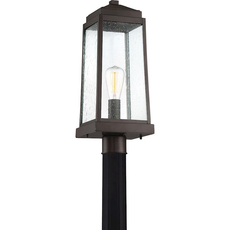 Quoizel Ravenel Outdoor Lantern, Western Bronze/Seedy Glass