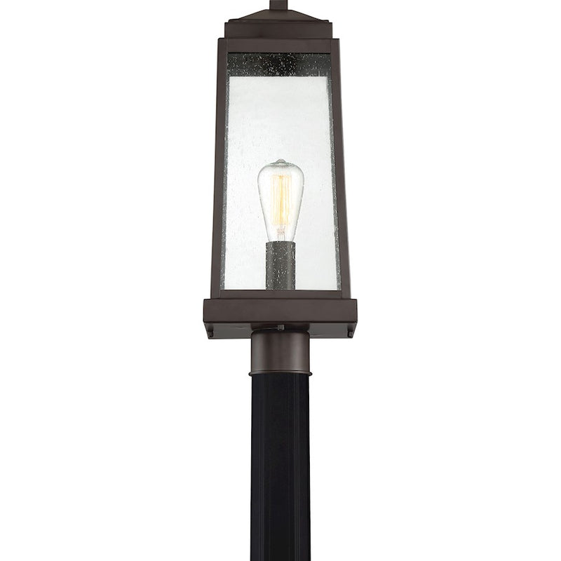 Quoizel Ravenel Outdoor Lantern, Western Bronze/Seedy Glass