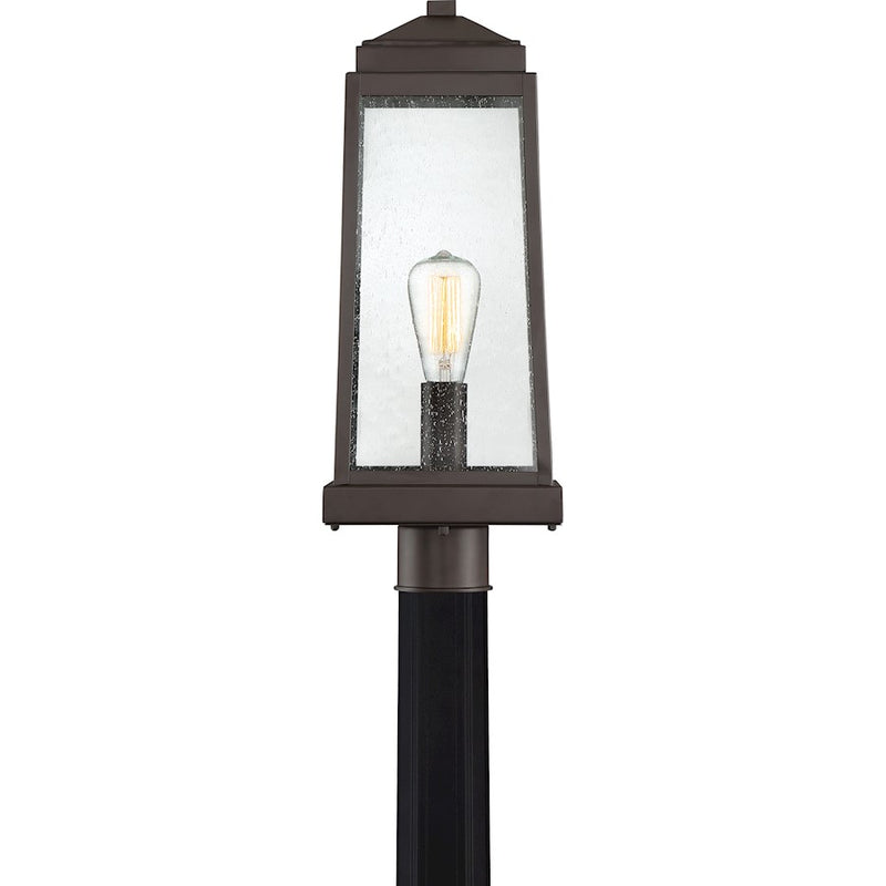 Quoizel Ravenel Outdoor Lantern, Western Bronze/Seedy Glass