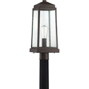 Quoizel Ravenel Outdoor Lantern, Western Bronze/Seedy Glass