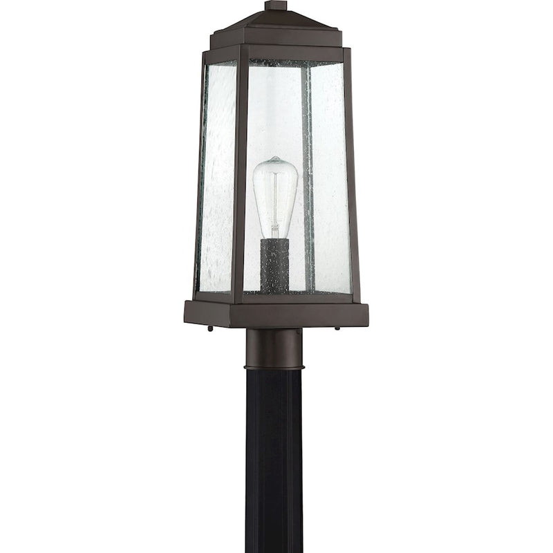 Quoizel Ravenel Outdoor Lantern, Western Bronze/Seedy Glass