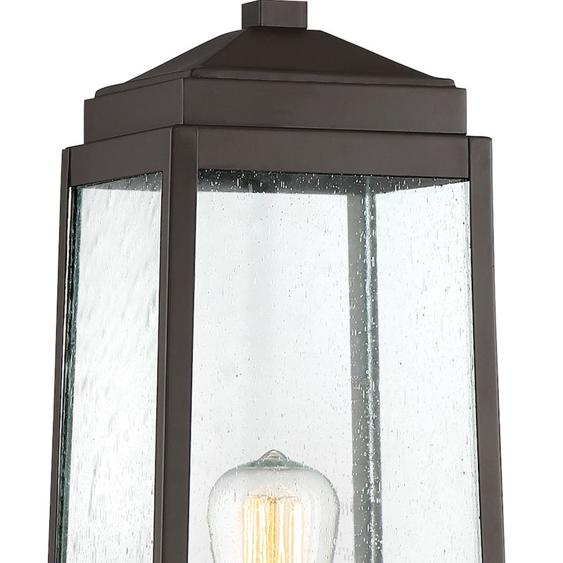 Quoizel Ravenel Outdoor Lantern, Western Bronze/Seedy Glass
