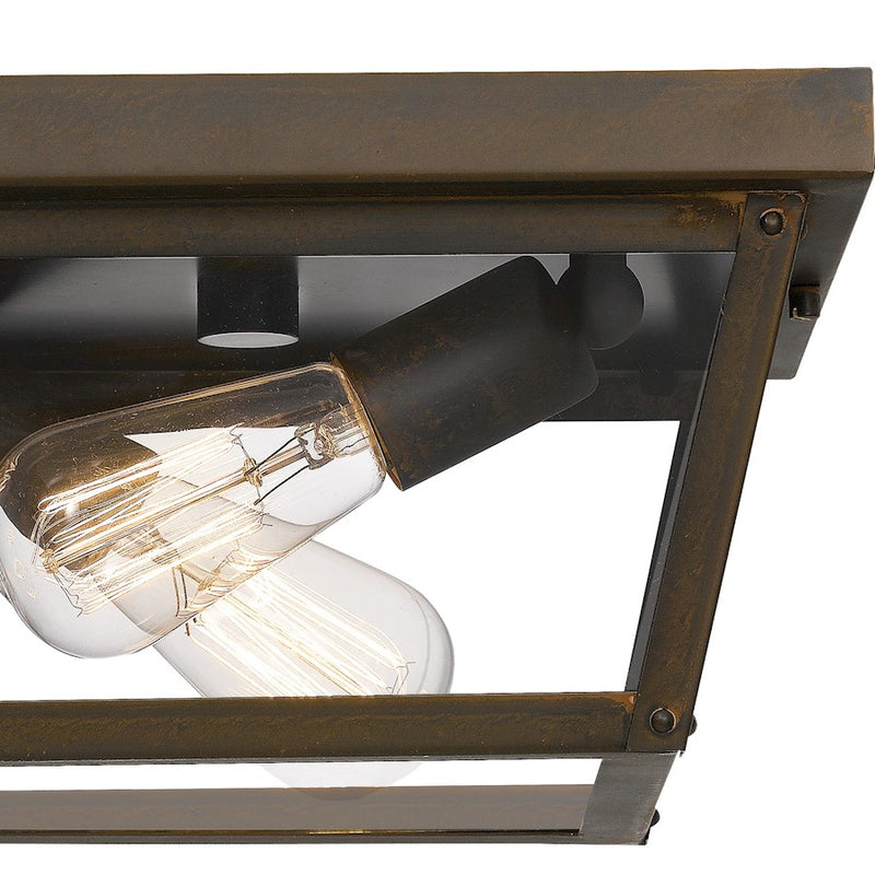 Quoizel Rue De Royal 2 Light Flush Mount, Industrial Bronze/Clear