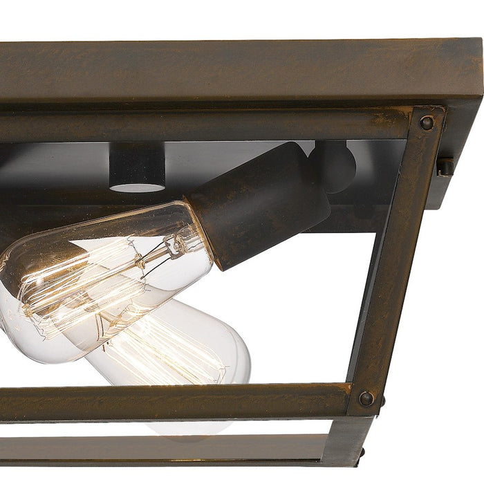 Quoizel Rue De Royal 2 Light Flush Mount, Industrial Bronze/Clear