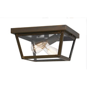 Quoizel Rue De Royal 2 Light Outdoor Flush Mount, Industrial Bronze