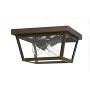 Quoizel Rue De Royal 2 Light Outdoor Flush Mount, Industrial Bronze