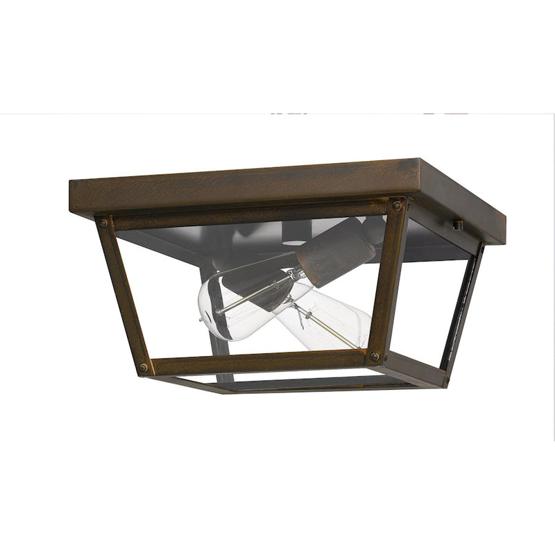 Quoizel Rue De Royal 2 Light Outdoor Flush Mount, Industrial Bronze