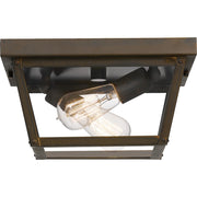 Quoizel Rue De Royal 2 Light Outdoor Flush Mount, Industrial Bronze