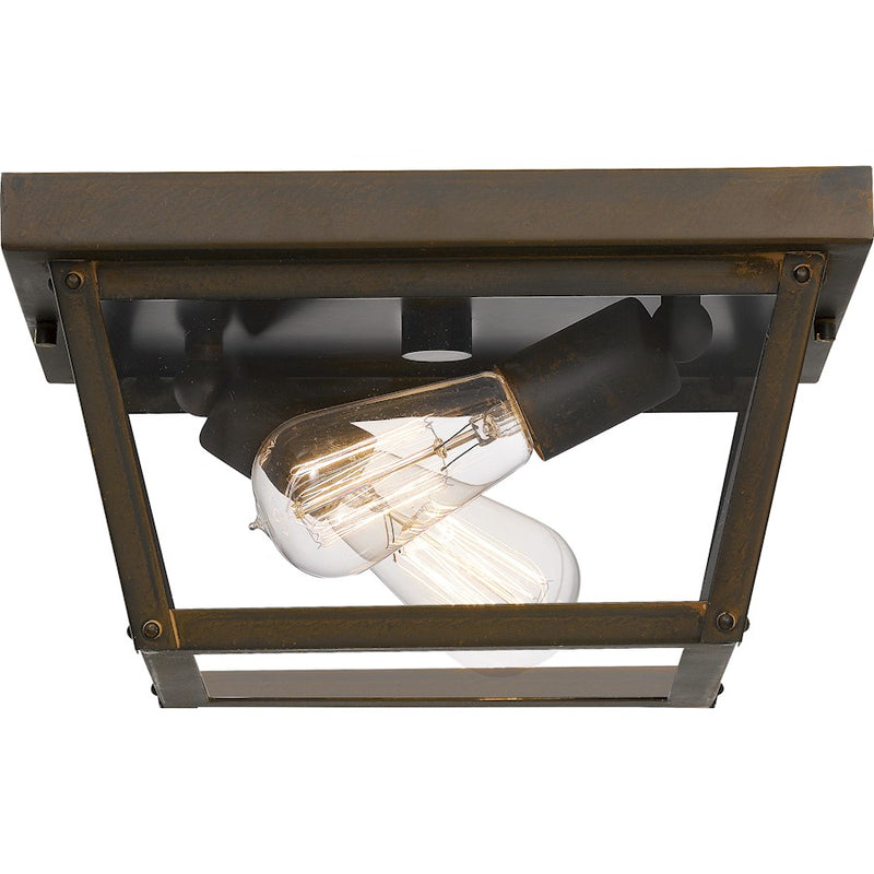 Quoizel Rue De Royal 2 Light Outdoor Flush Mount, Industrial Bronze