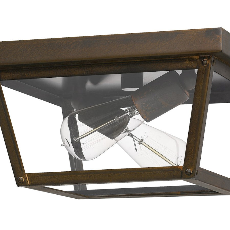 Quoizel Rue De Royal 2 Light Outdoor Flush Mount, Industrial Bronze