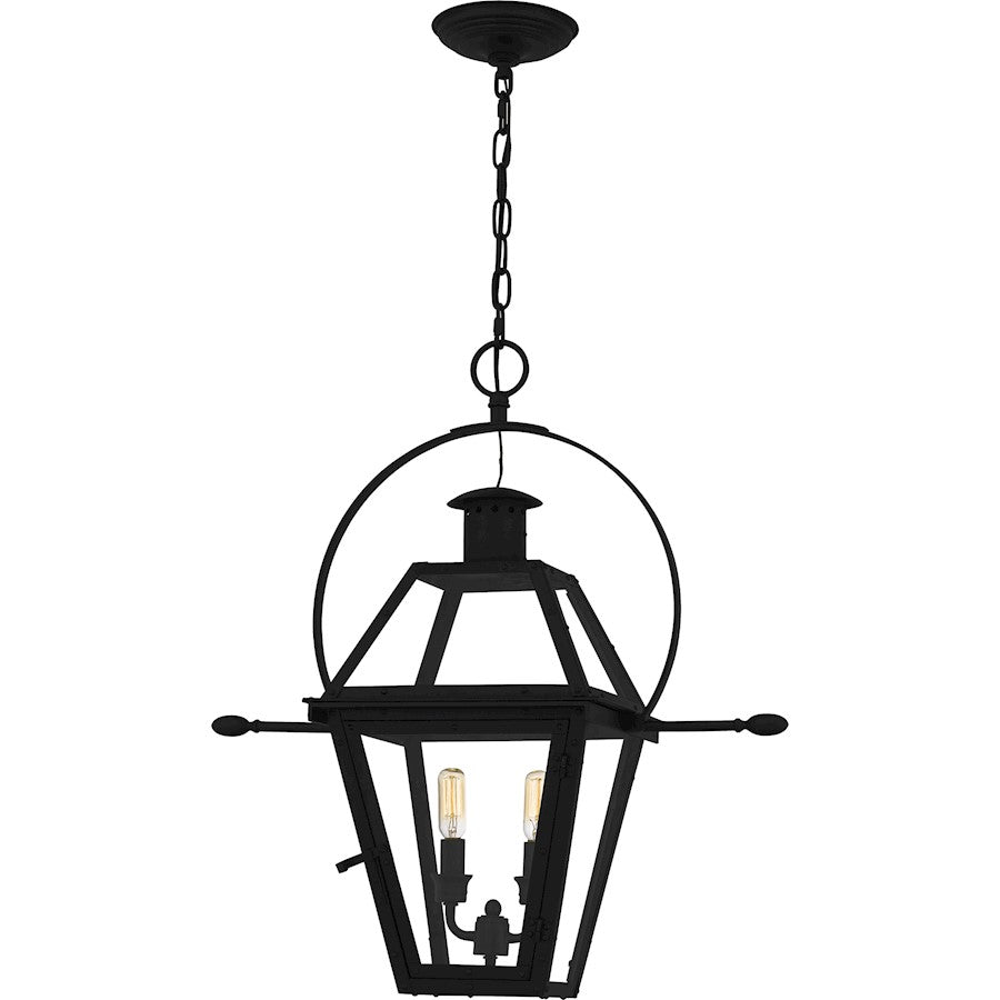 Quoizel Rue De Royal 2Lt Outdoor Lantern, Black/Clear/Tempering Panel - RO1911EK