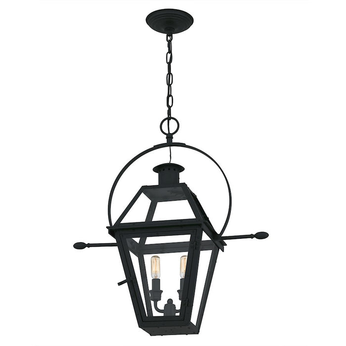 Quoizel Rue De Royal 2Lt Outdoor Lantern, Black/Clear/Tempering Panel