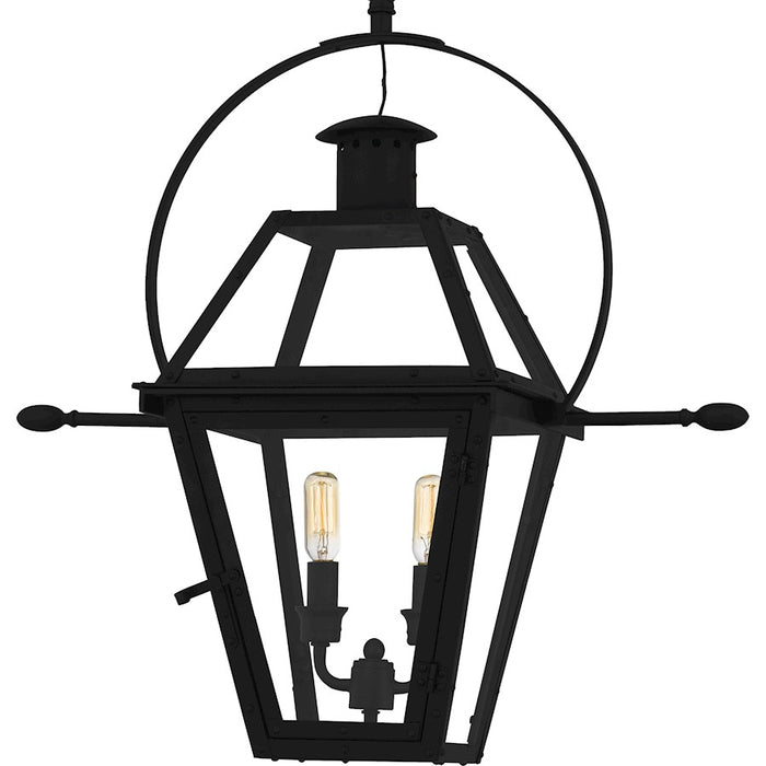 Quoizel Rue De Royal 2Lt Outdoor Lantern, Black/Clear/Tempering Panel