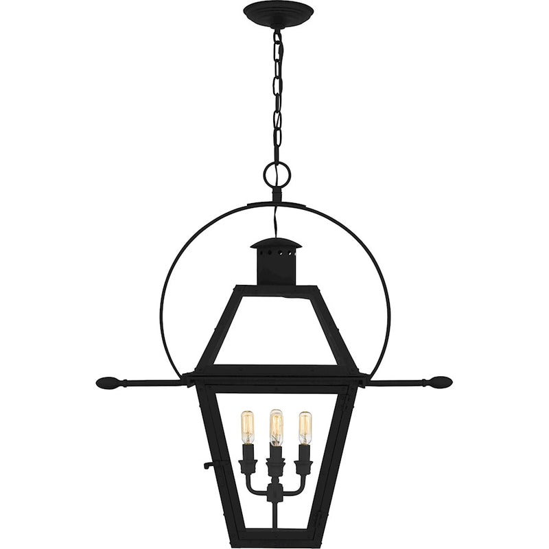 Quoizel Rue De Royal 4Lt Outdoor Lantern, Black/Clear/Tempering