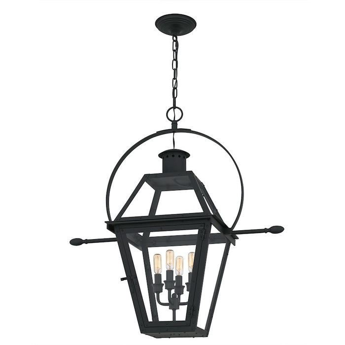 Quoizel Rue De Royal 4Lt Outdoor Lantern, Black/Clear/Tempering