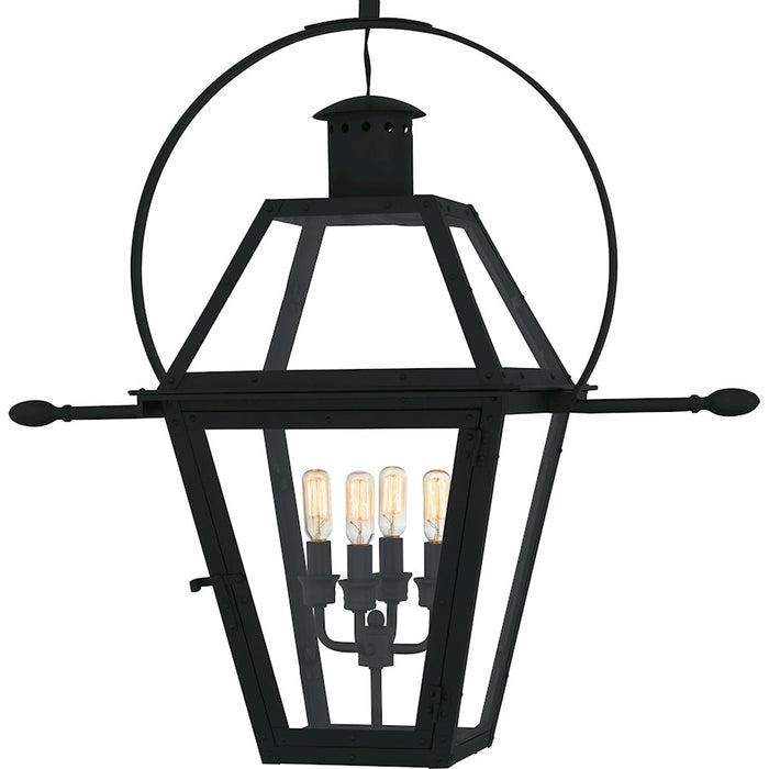Quoizel Rue De Royal 4Lt Outdoor Lantern, Black/Clear/Tempering