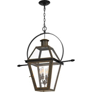 Quoizel Rue De Royal 14in 4-Light Outdoor Lantern | Traditional Industrial Bronze and Clear Glass | Covered Patio & Entryway | Model RO1914IZ