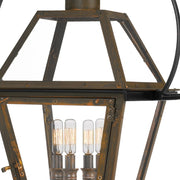 Quoizel Rue De Royal 14in 4-Light Outdoor Lantern | Traditional Industrial Bronze and Clear Glass | Covered Patio & Entryway | Model RO1914IZ