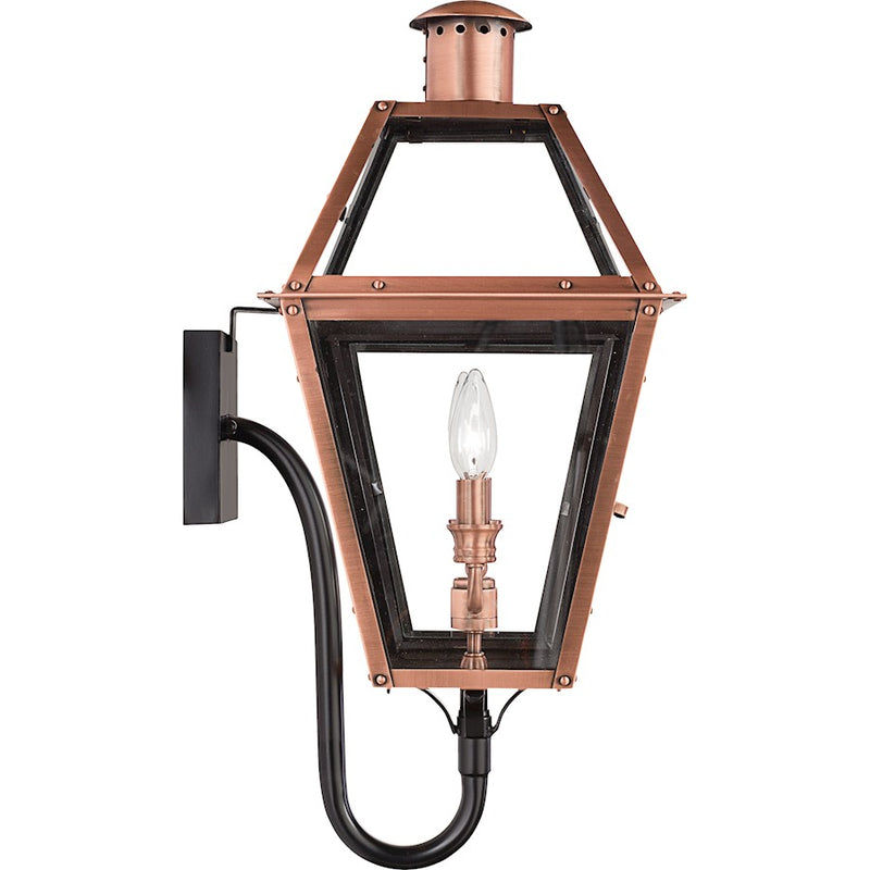 Quoizel Rue De Royal 24in 2-Light Outdoor Lantern | Traditional Aged Copper and Clear Glass | Entryway & Porch | Model RO8311AC