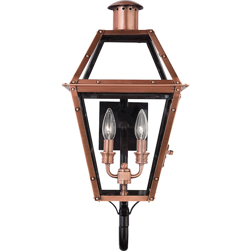 Quoizel Rue De Royal 24in 2-Light Outdoor Lantern | Traditional Aged Copper and Clear Glass | Entryway & Porch | Model RO8311AC