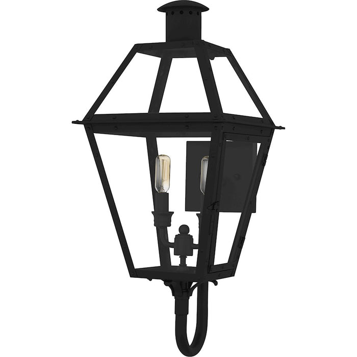 Quoizel Rue De Royal 2Light Outdoor Lantern, Earth Black/Clear Glass