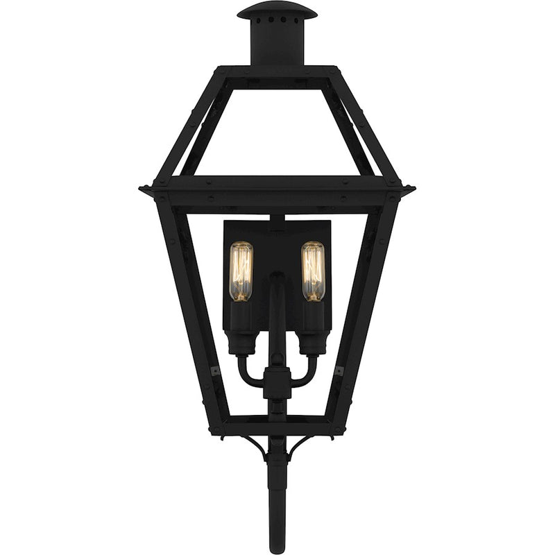 Quoizel Rue De Royal 2Light Outdoor Lantern, Earth Black/Clear Glass