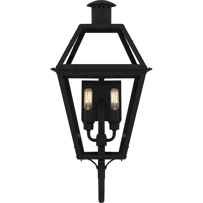 Quoizel Rue De Royal 2Light Outdoor Lantern, Earth Black/Clear Glass