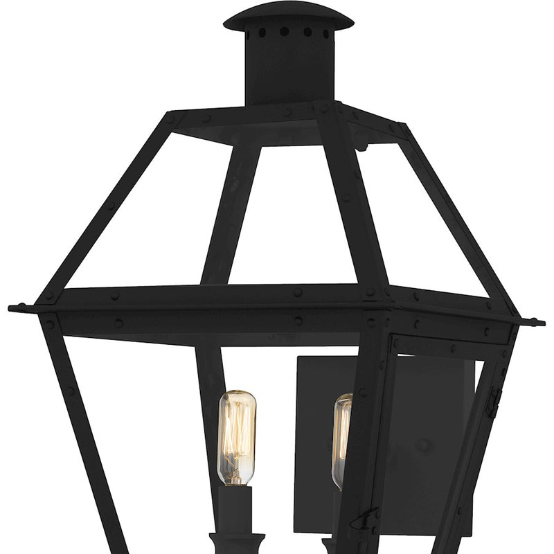 Quoizel Rue De Royal 2Light Outdoor Lantern, Earth Black/Clear Glass