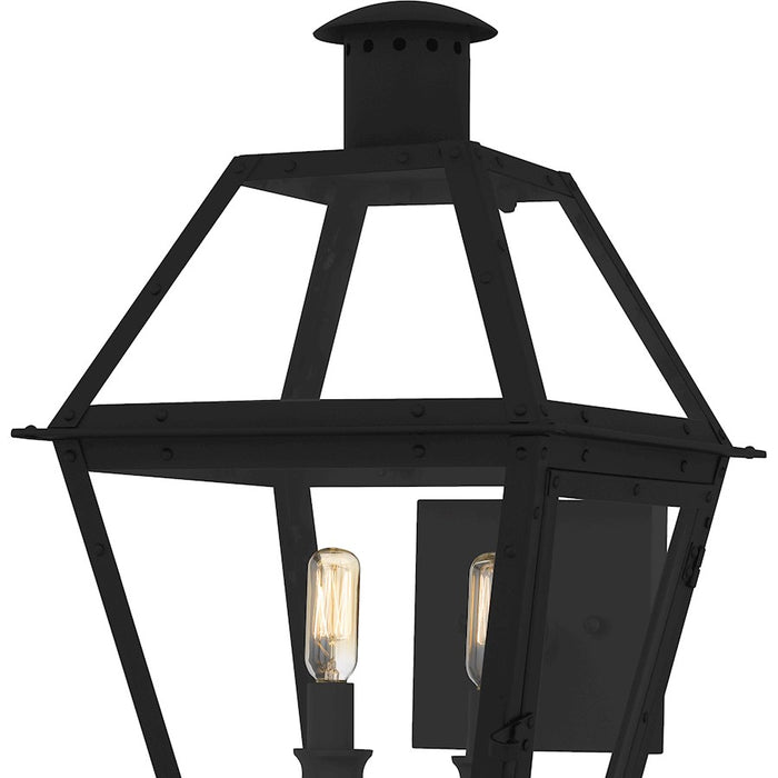Quoizel Rue De Royal 2Light Outdoor Lantern, Earth Black/Clear Glass