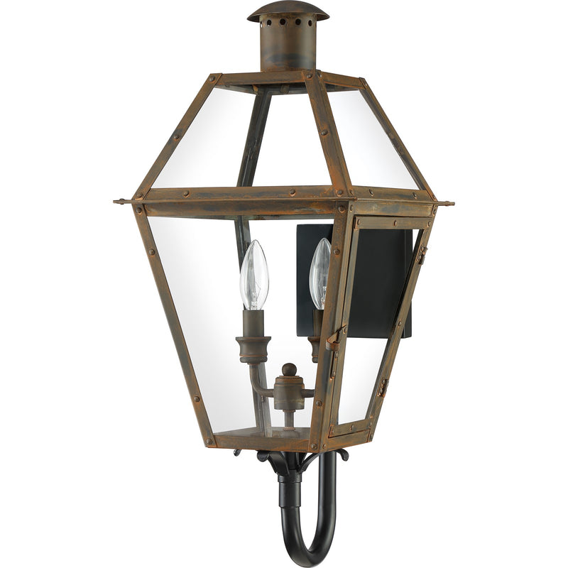 Quoizel Rue De Royal 24in 2-Light Outdoor Lantern | Traditional Industrial Bronze and Clear Glass | Entryway & Porch | Model RO8311IZ