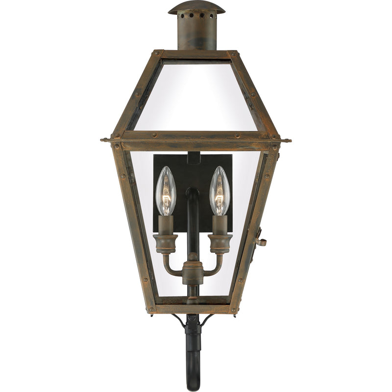 Quoizel Rue De Royal 24in 2-Light Outdoor Lantern | Traditional Industrial Bronze and Clear Glass | Entryway & Porch | Model RO8311IZ