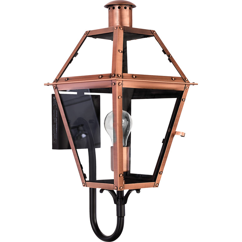 Quoizel Rue De Royal 20in 1-Light Outdoor Lantern | Traditional Aged Copper and Clear Glass | Front Porch & Entryway | Model RO8410AC