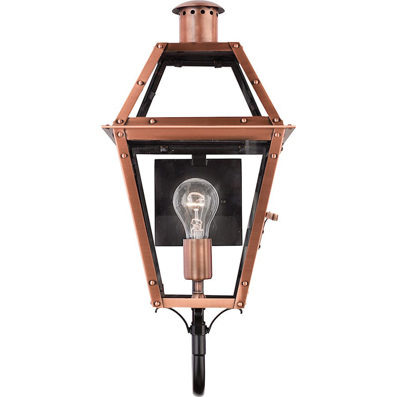 Quoizel Rue De Royal 20in 1-Light Outdoor Lantern | Traditional Aged Copper and Clear Glass | Front Porch & Entryway | Model RO8410AC