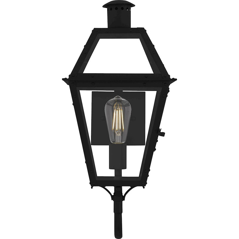 Quoizel Rue De Royal 1Lt Outdoor Lantern, Black/Clear/Tempering