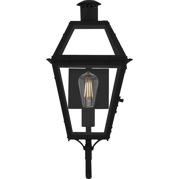 Quoizel Rue De Royal 1Lt Outdoor Lantern, Black/Clear/Tempering
