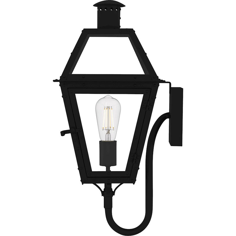 Quoizel Rue De Royal 1Lt Outdoor Lantern, Black/Clear/Tempering