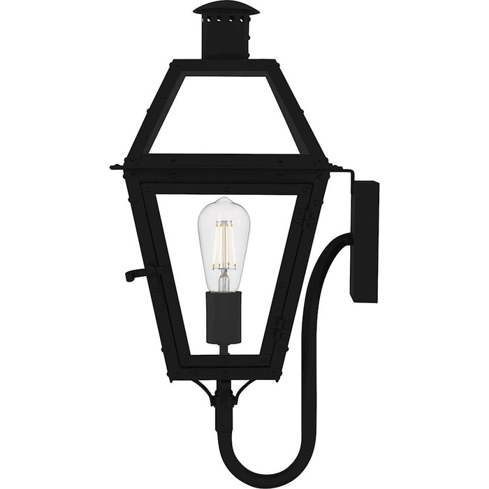 Quoizel Rue De Royal 1Lt Outdoor Lantern, Black/Clear/Tempering