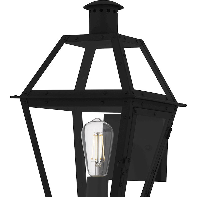 Quoizel Rue De Royal 1Lt Outdoor Lantern, Black/Clear/Tempering
