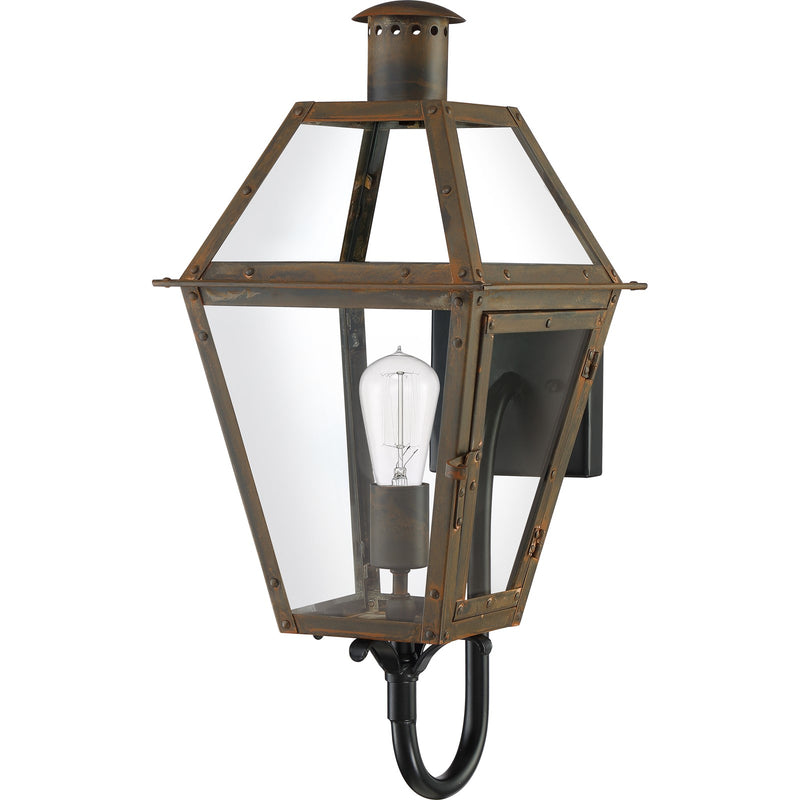 Quoizel Rue De Royal 20in 1-Light Outdoor Lantern | Traditional Industrial Bronze and Clear Glass | Front Porch & Entryway | Model RO8410IZ