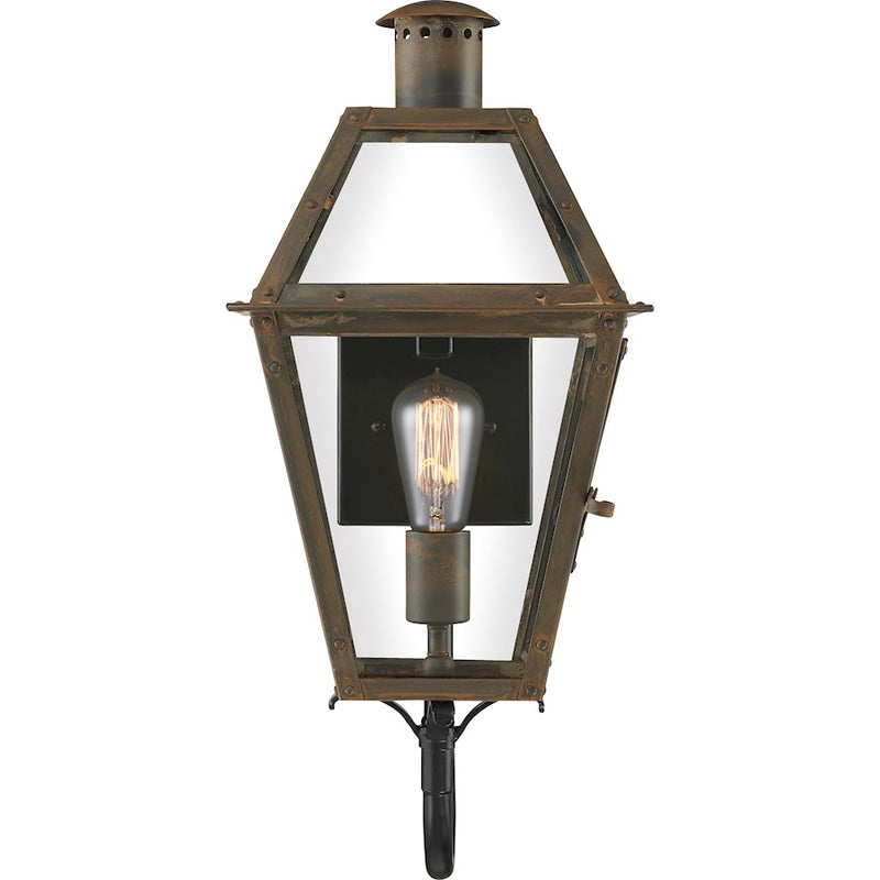 Quoizel Rue De Royal 20in 1-Light Outdoor Lantern | Traditional Industrial Bronze and Clear Glass | Front Porch & Entryway | Model RO8410IZ