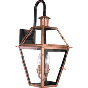 Quoizel Rue De Royal 22in 2-Light Outdoor Lantern | Traditional Aged Copper and Clear Glass | Front Porch & Entryway | Model RO8411AC