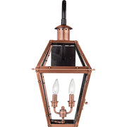 Quoizel Rue De Royal 22in 2-Light Outdoor Lantern | Traditional Aged Copper and Clear Glass | Front Porch & Entryway | Model RO8411AC