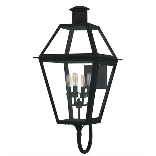 Quoizel Rue De Royal 4Lt 30" Outdoor Lantern, Black/Clear/Tempering
