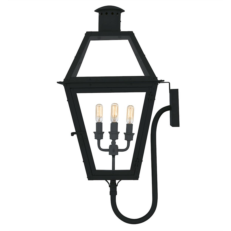 Quoizel Rue De Royal 4Lt 30" Outdoor Lantern, Black/Clear/Tempering