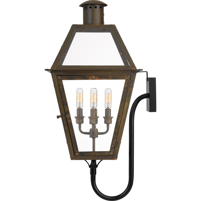 Quoizel Rue De Royal 16in 4-Light Outdoor Lantern | Traditional Industrial Bronze and Clear Glass | Front Porch & Patio | Model RO8414IZ